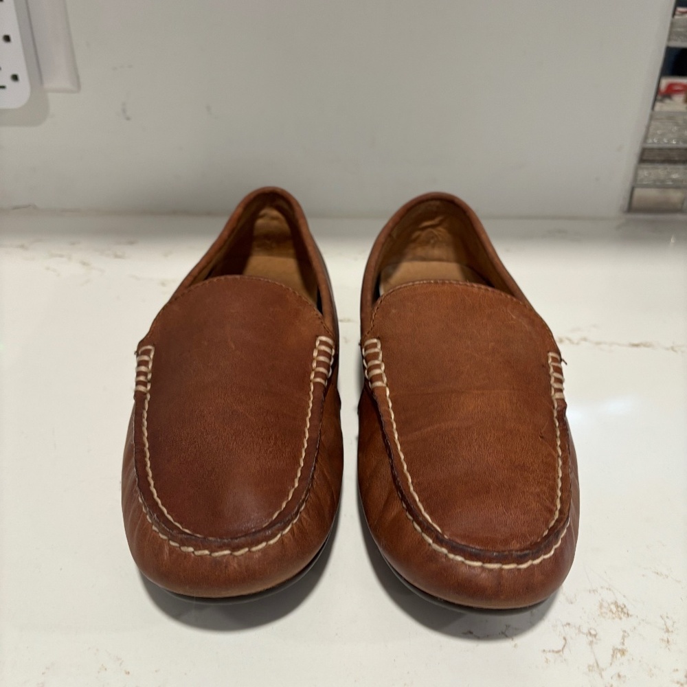 Polo by Ralph Lauren Woodley tan brown leather driving mocs mens 8D